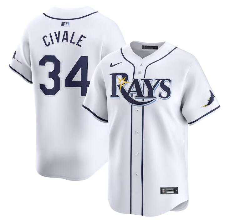 Men%27s Tampa Bay Rays #34 aron Civale White Home Limited Stitched Baseball Jersey Dzhi